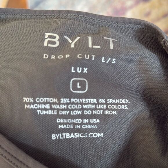 BYLT 2023 Lux Drop Cut Long Sleeve Tshirt in L Premium Basics Gray green - Picture 2 of 5